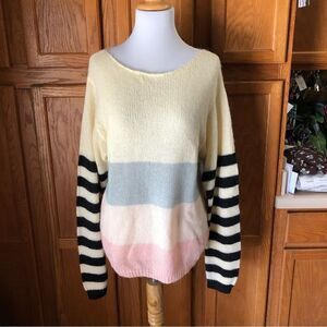 NWT Dear John Cream Striped Mohair Wool Blend Sweater - M